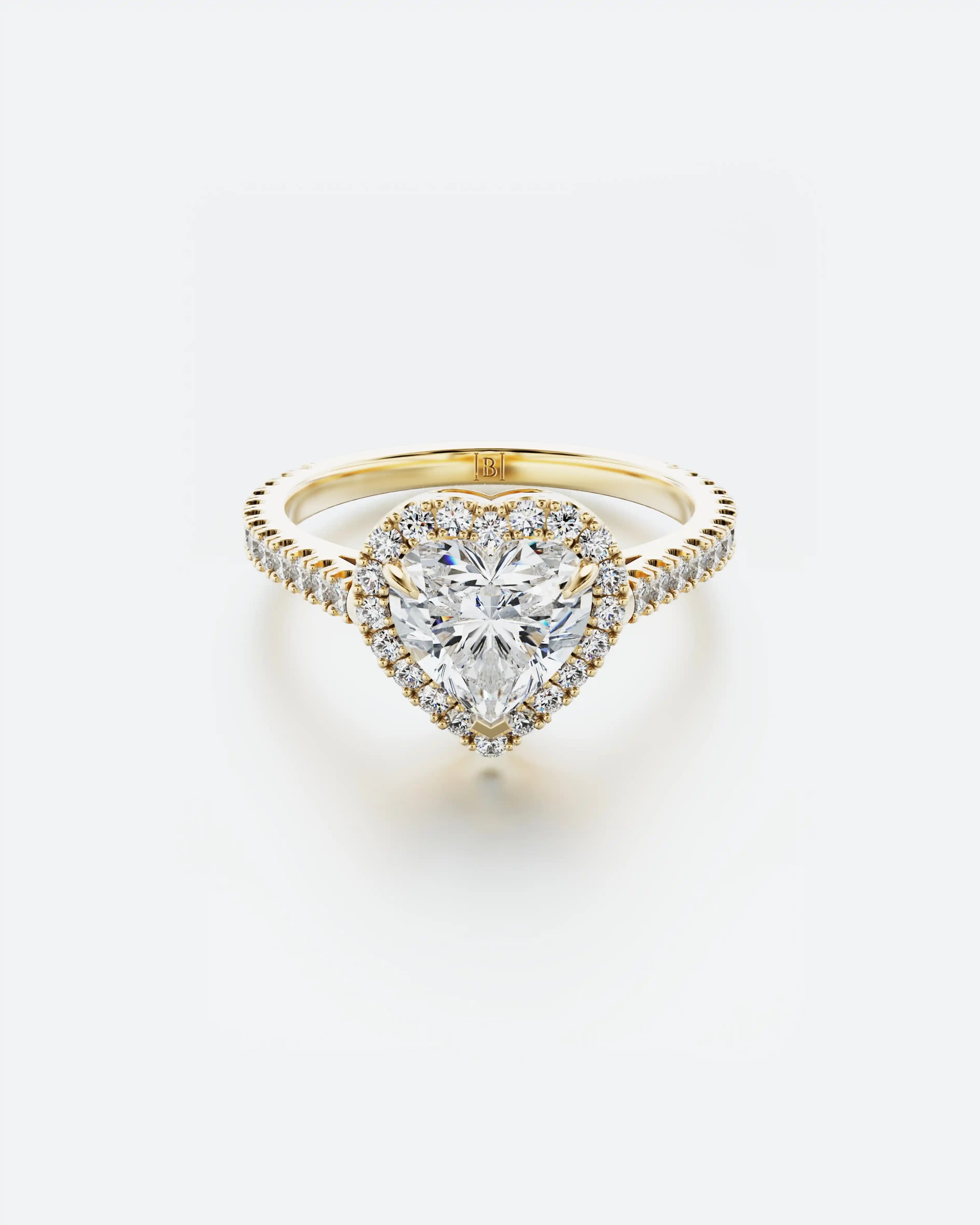 1.50ct Sirdeles formos halo ziedas su deimantais