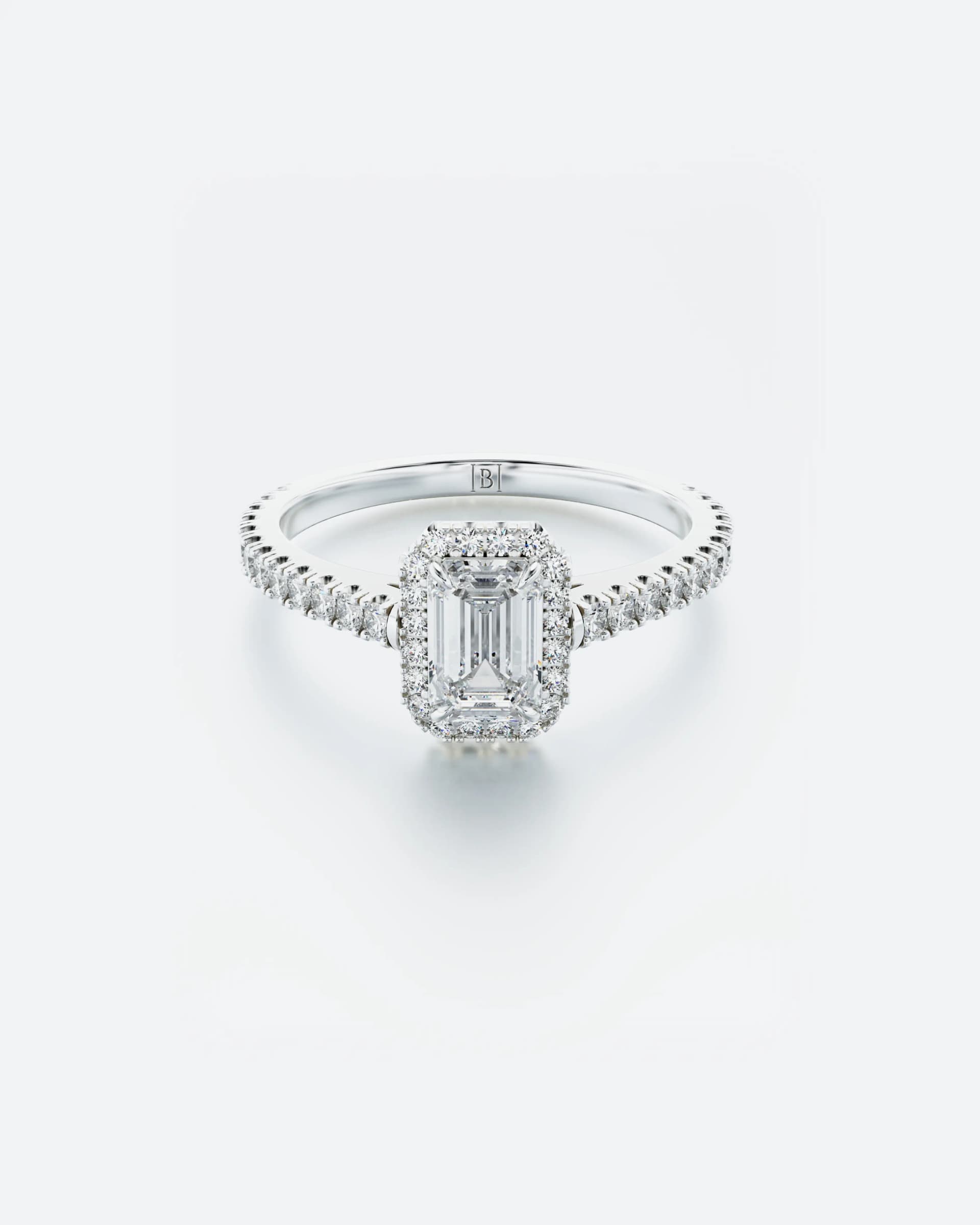 0.80ct Emerald Cut Halo Diamond Ring