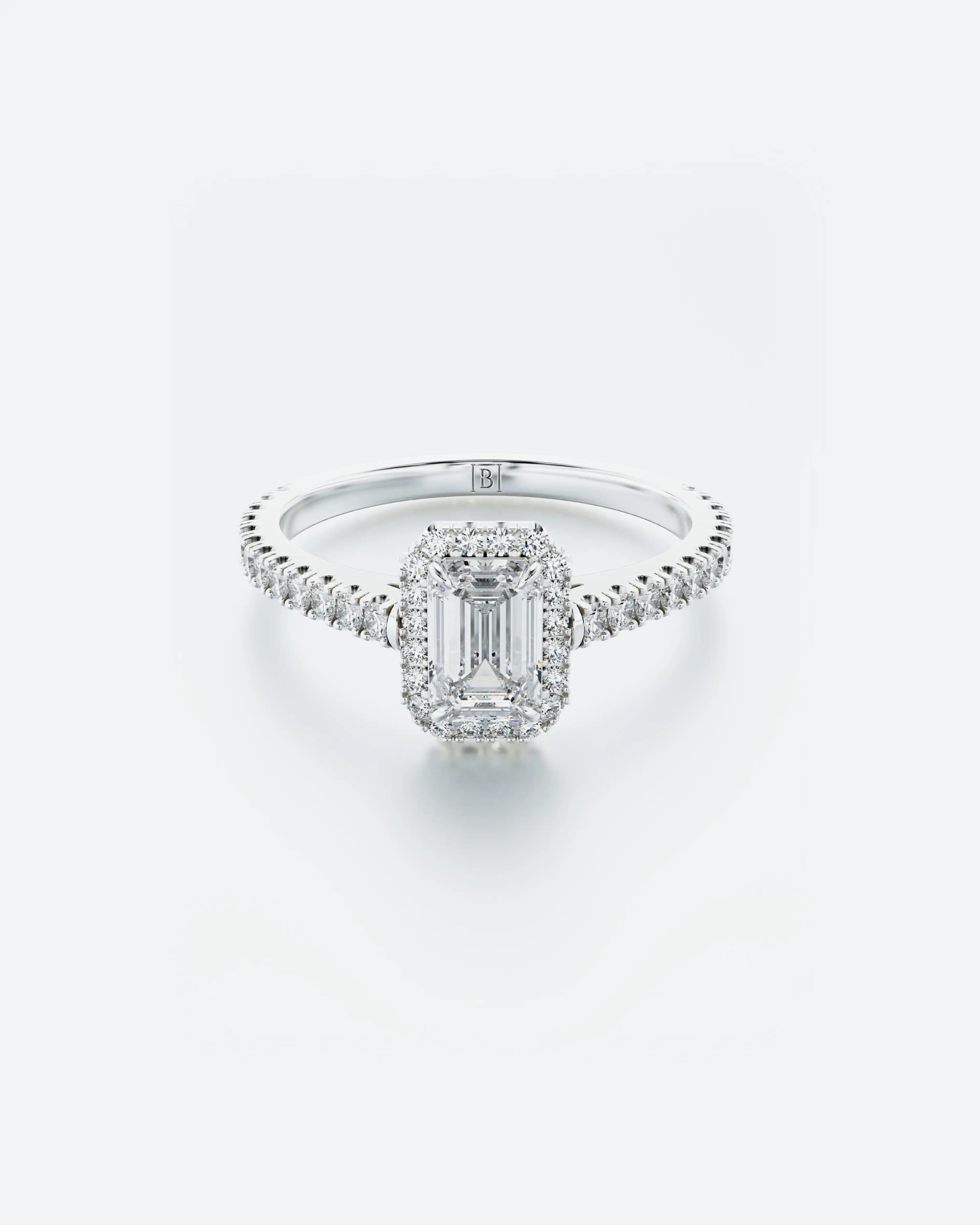 0.80ct Emerald Cut Halo Diamond Ring