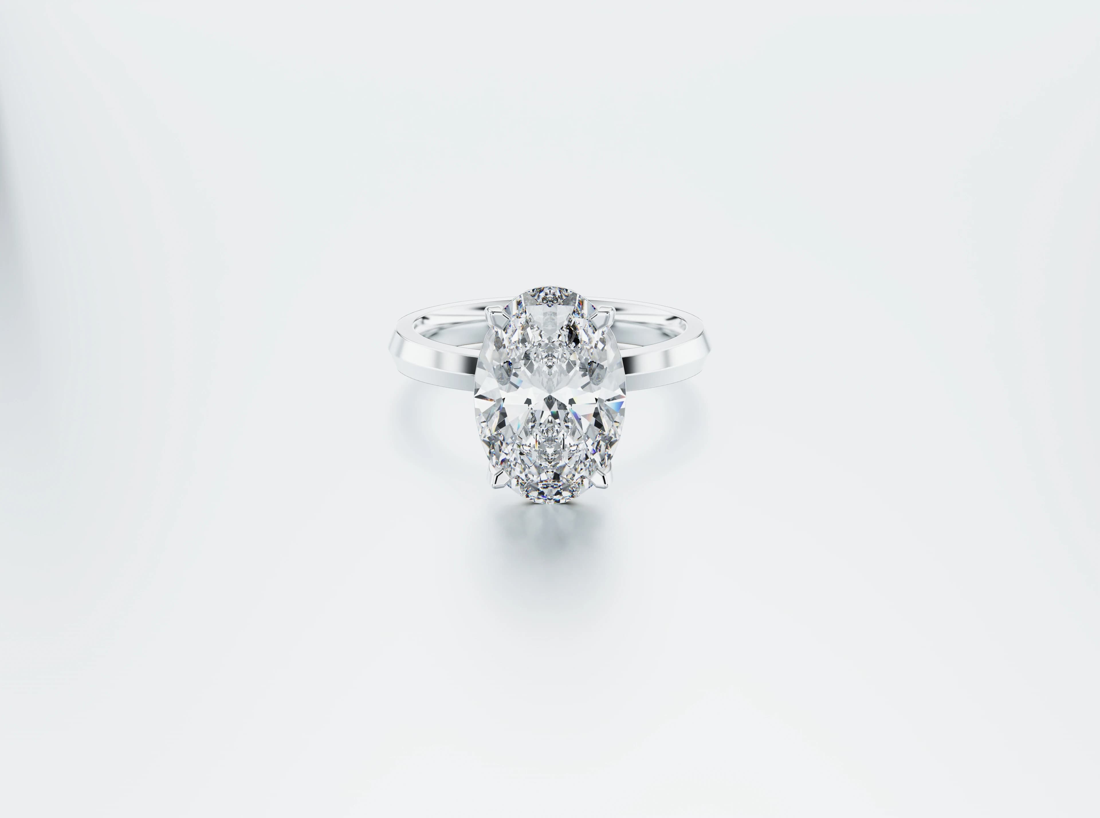 3.00ct Natural Oval Diamond Solitaire Ring