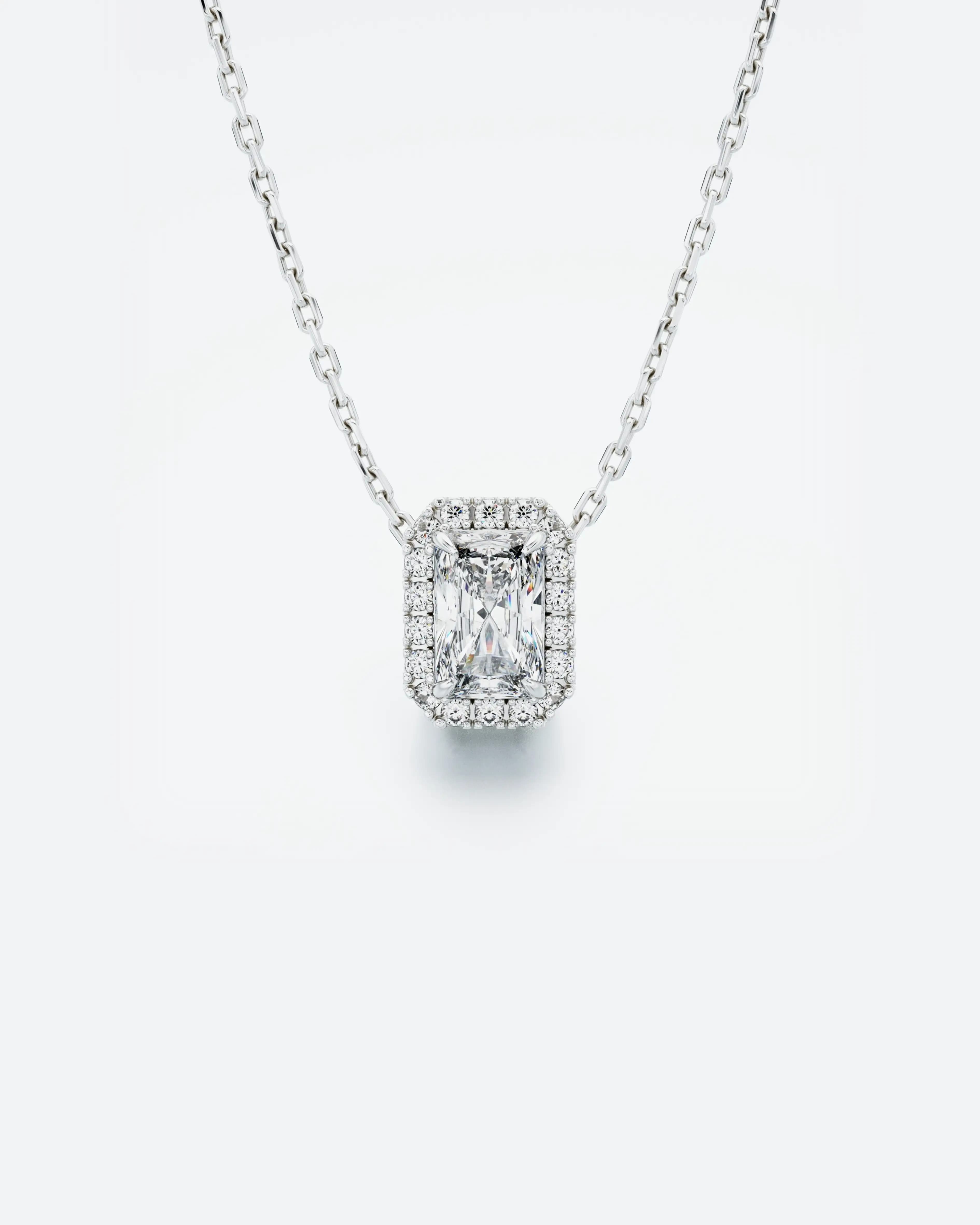 0.60ct Radiant Cut Diamond Halo Pendant