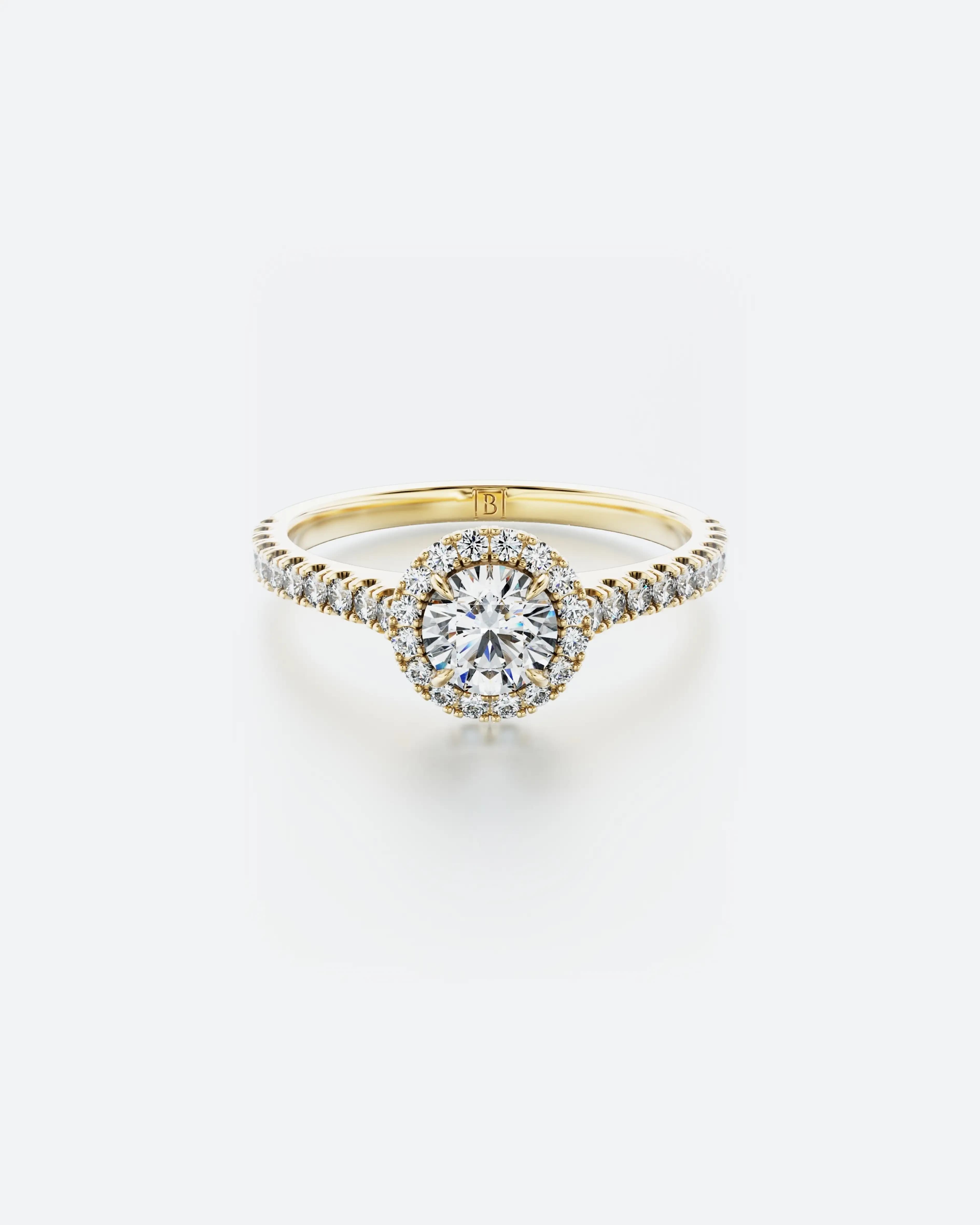 0.70ct Pierścionek Halo z Diamentami Bocznymi